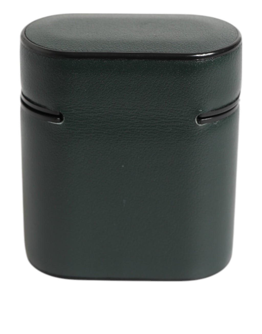 Black Leather Logo Print Flip Holder Men Airpods Case