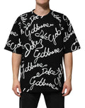 Black Logo Print Cotton Crew Neck  T-shirt