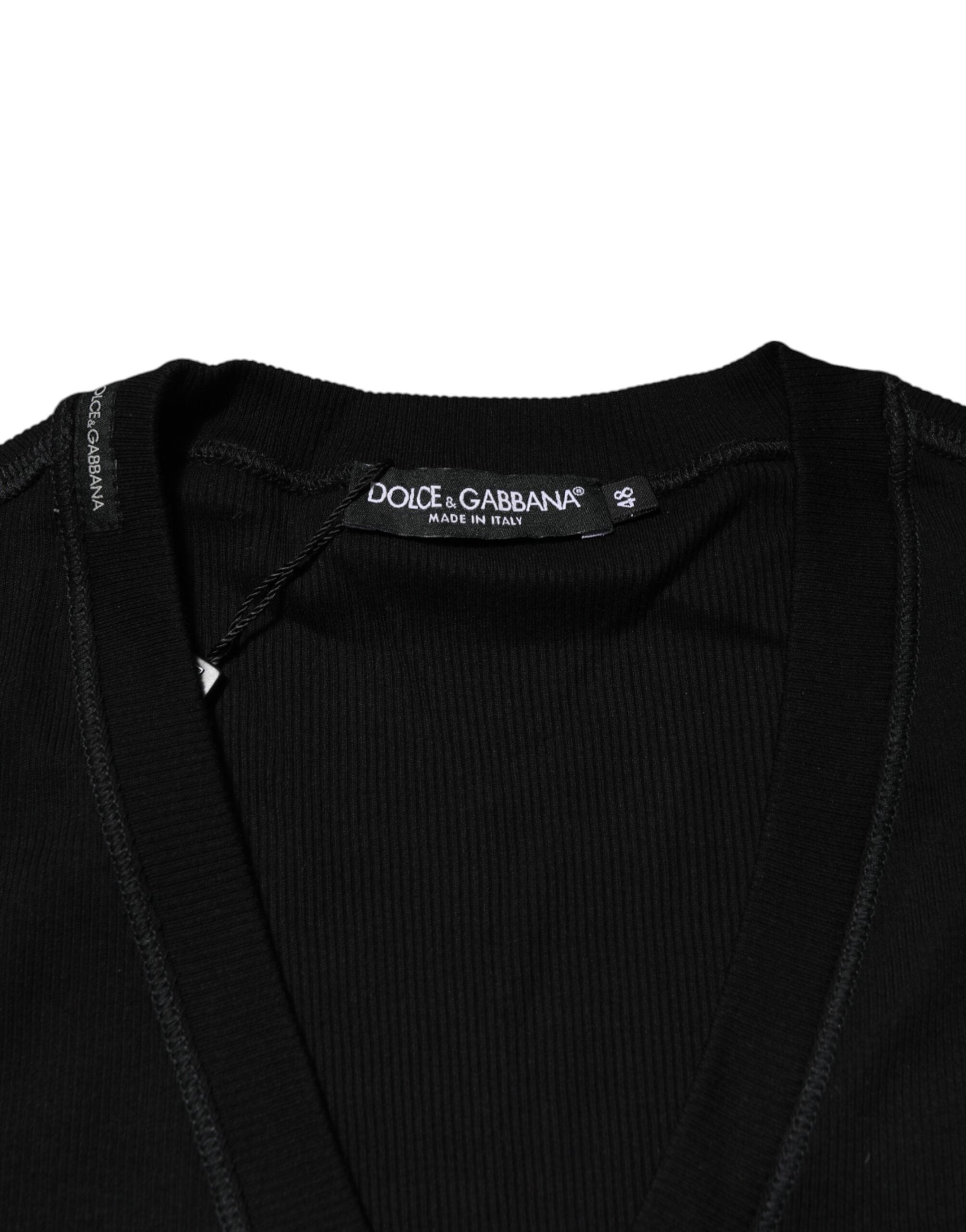 Black Cotton Button Up Men Cardigan Sweater