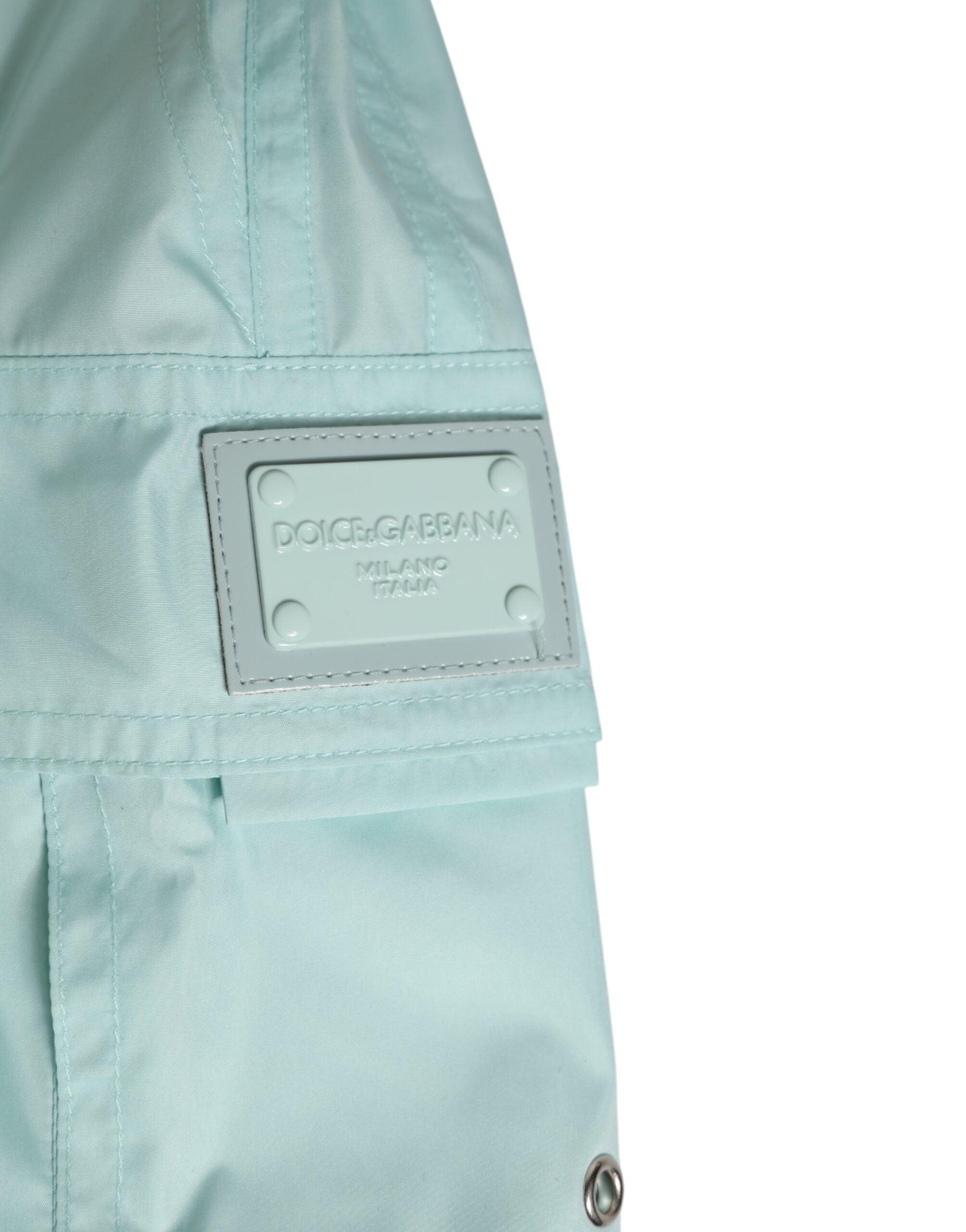 Aqua Blue Polyester Beachwear Men Shorts Swimwear