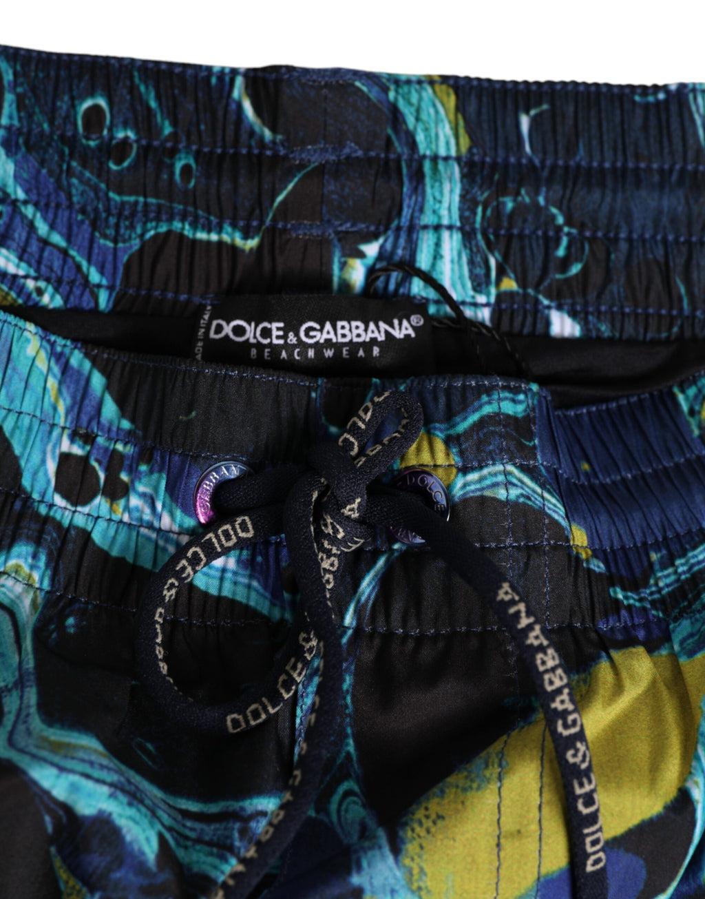 Blue Marble Print Logo Men Boxer Short Swimwear
