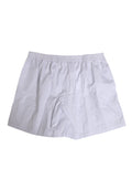 White Blue Cotton Striped Button Fly Shorts Swimwear