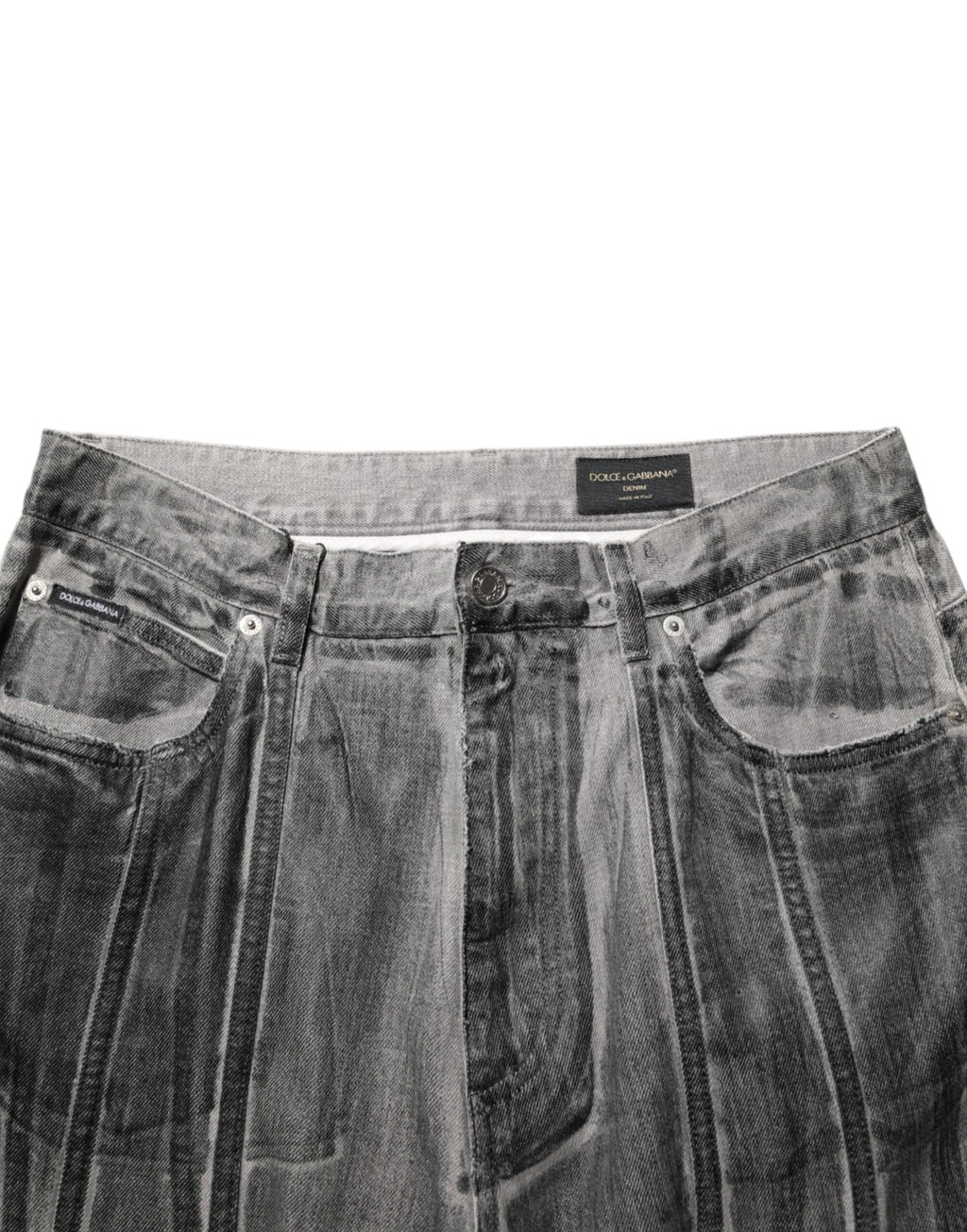 Black Grey Graphic Print Denim Pants Jeans