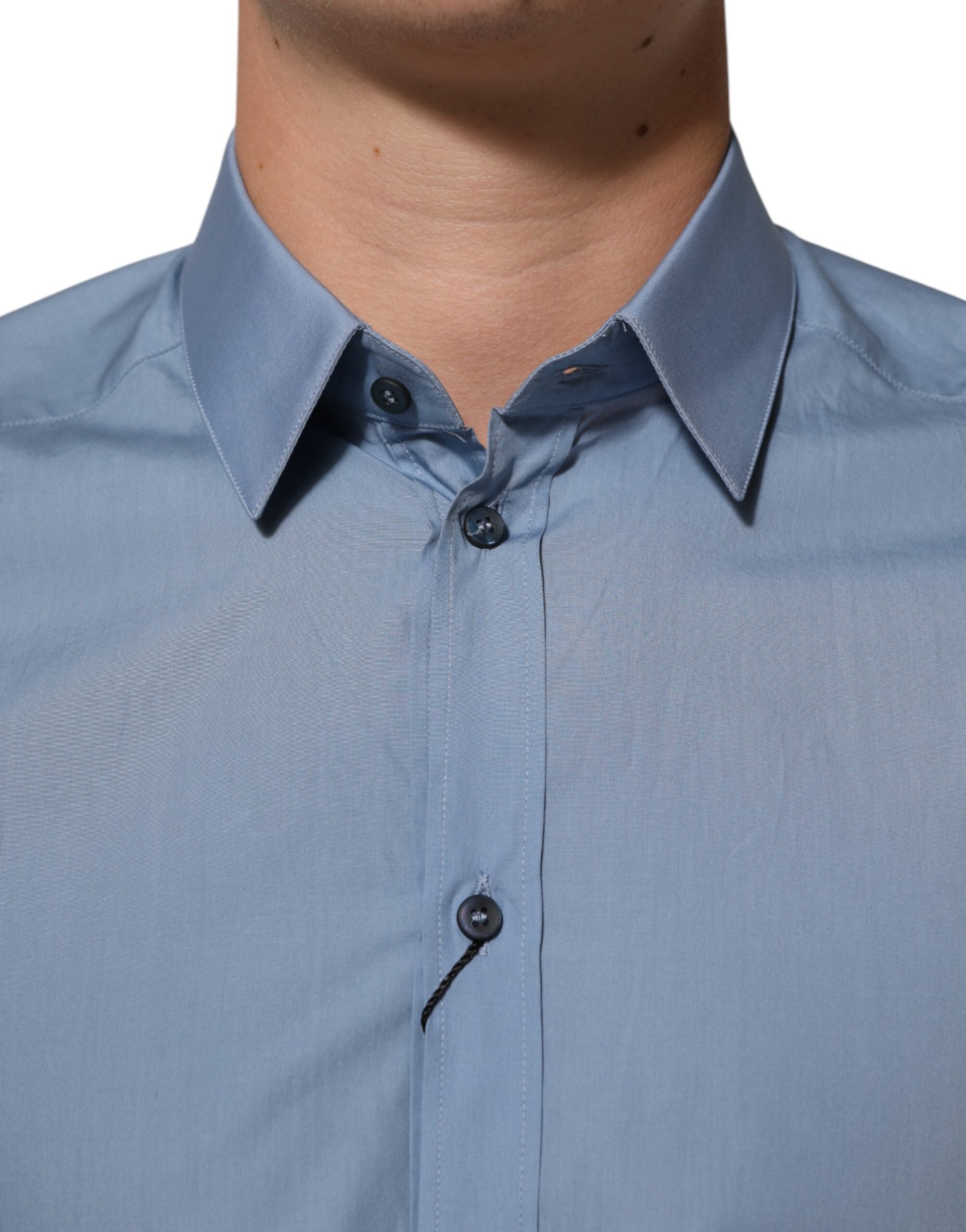 Blue Cotton Collared GOLD Formal Dress  Shirt