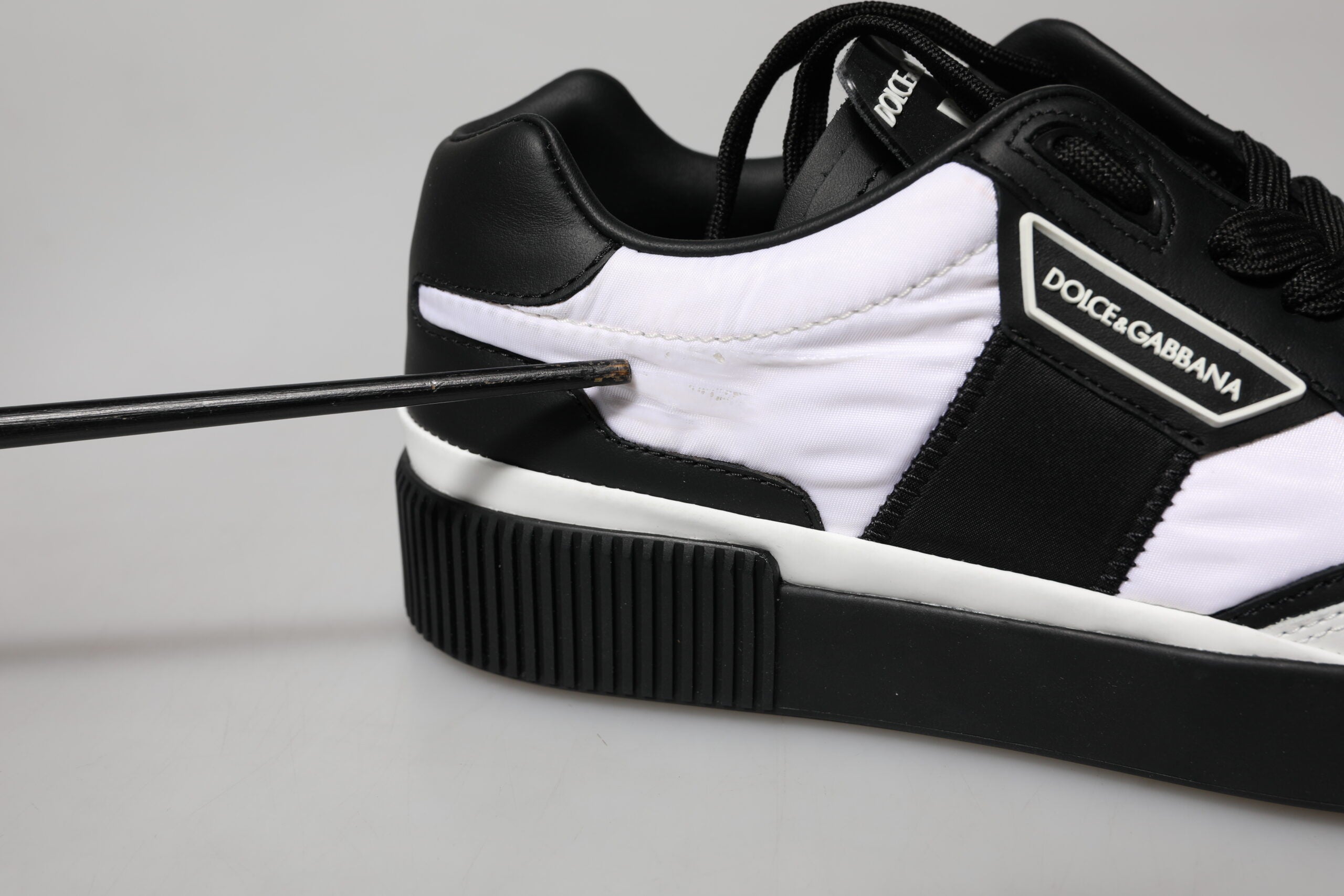 Black White Leather MIAMI Low Top Sneakers Shoes