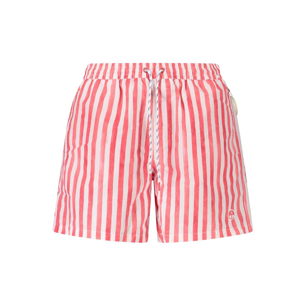 Red Polyester Men's Swim Trunk