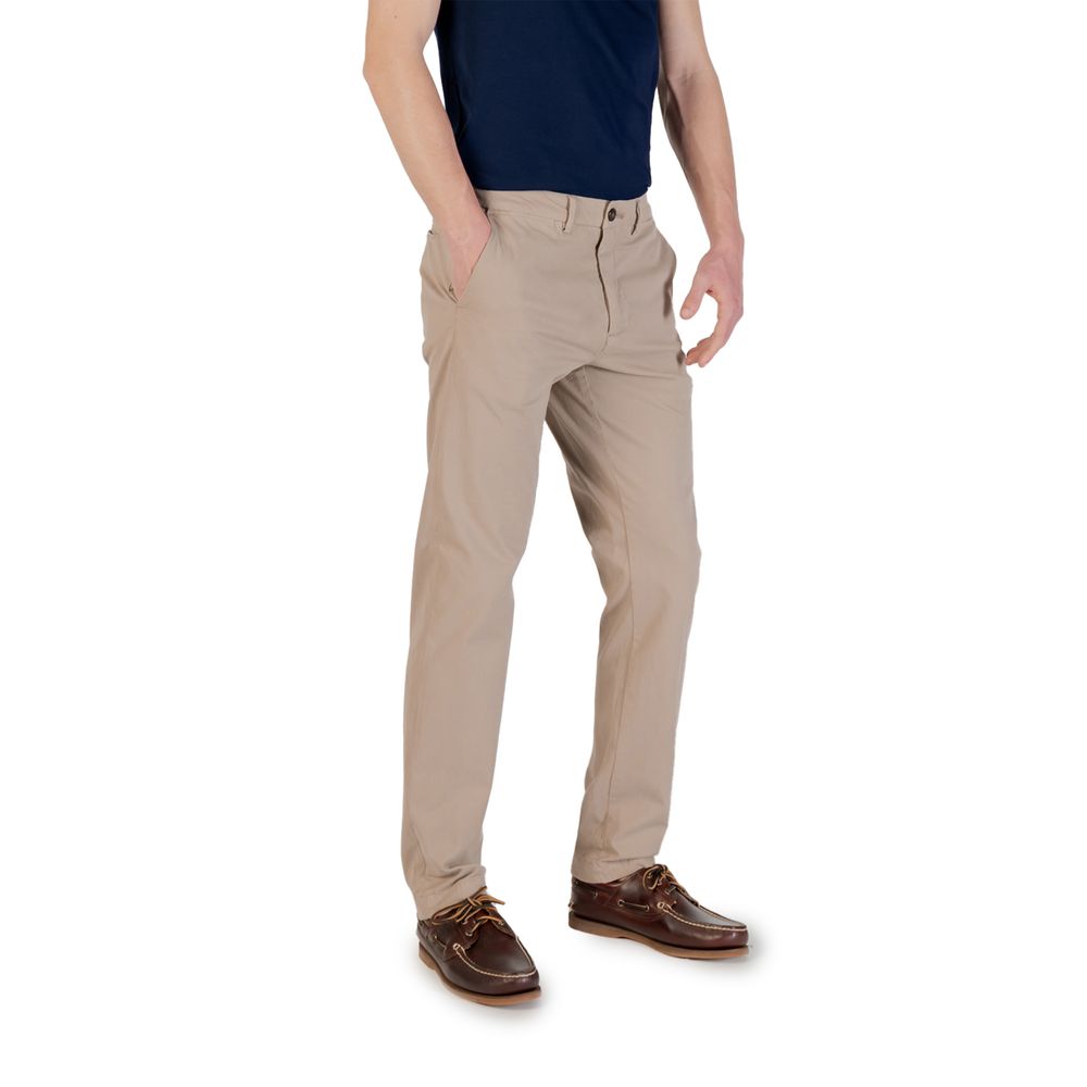 Beige Cotton Skinny Pants