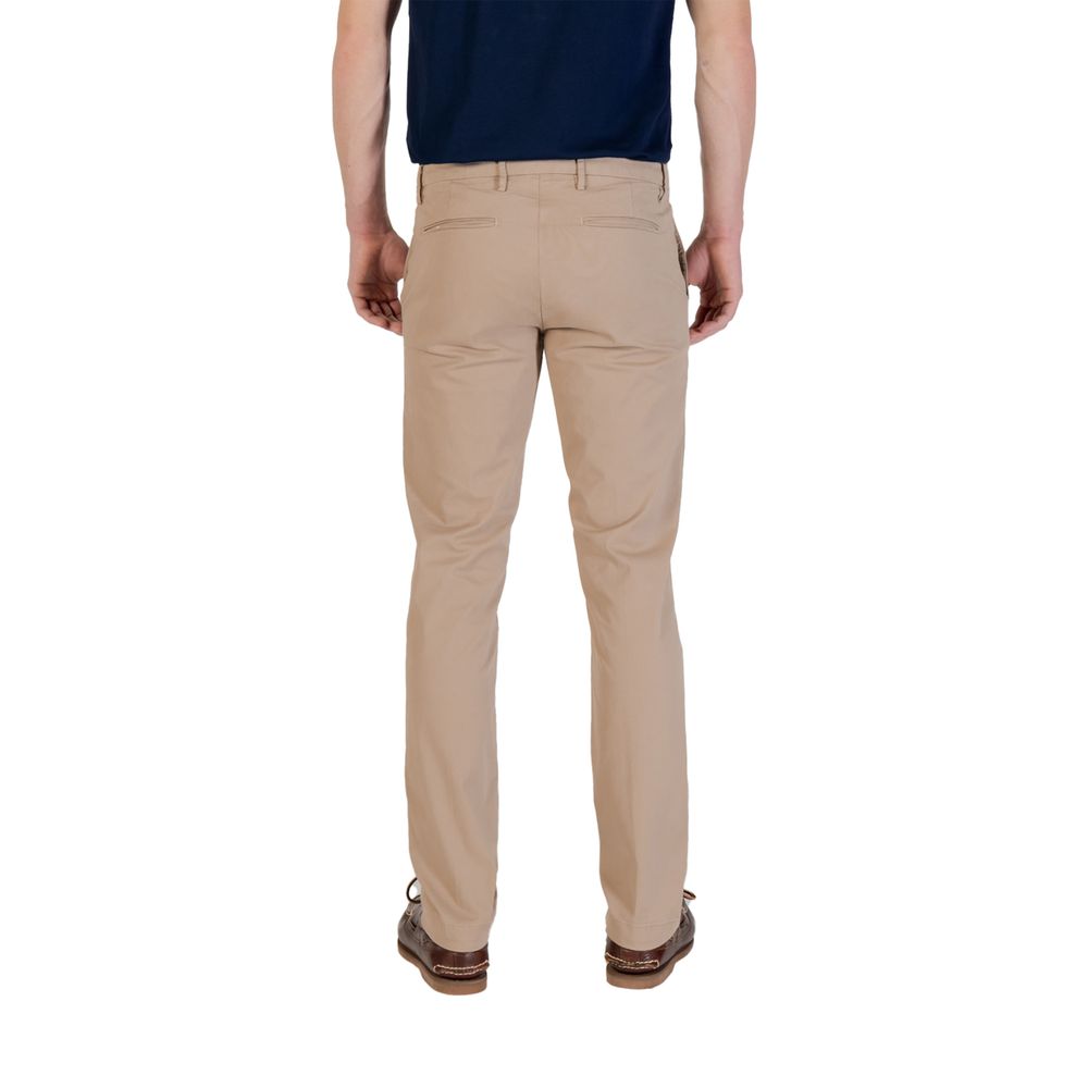 Beige Cotton Skinny Pants