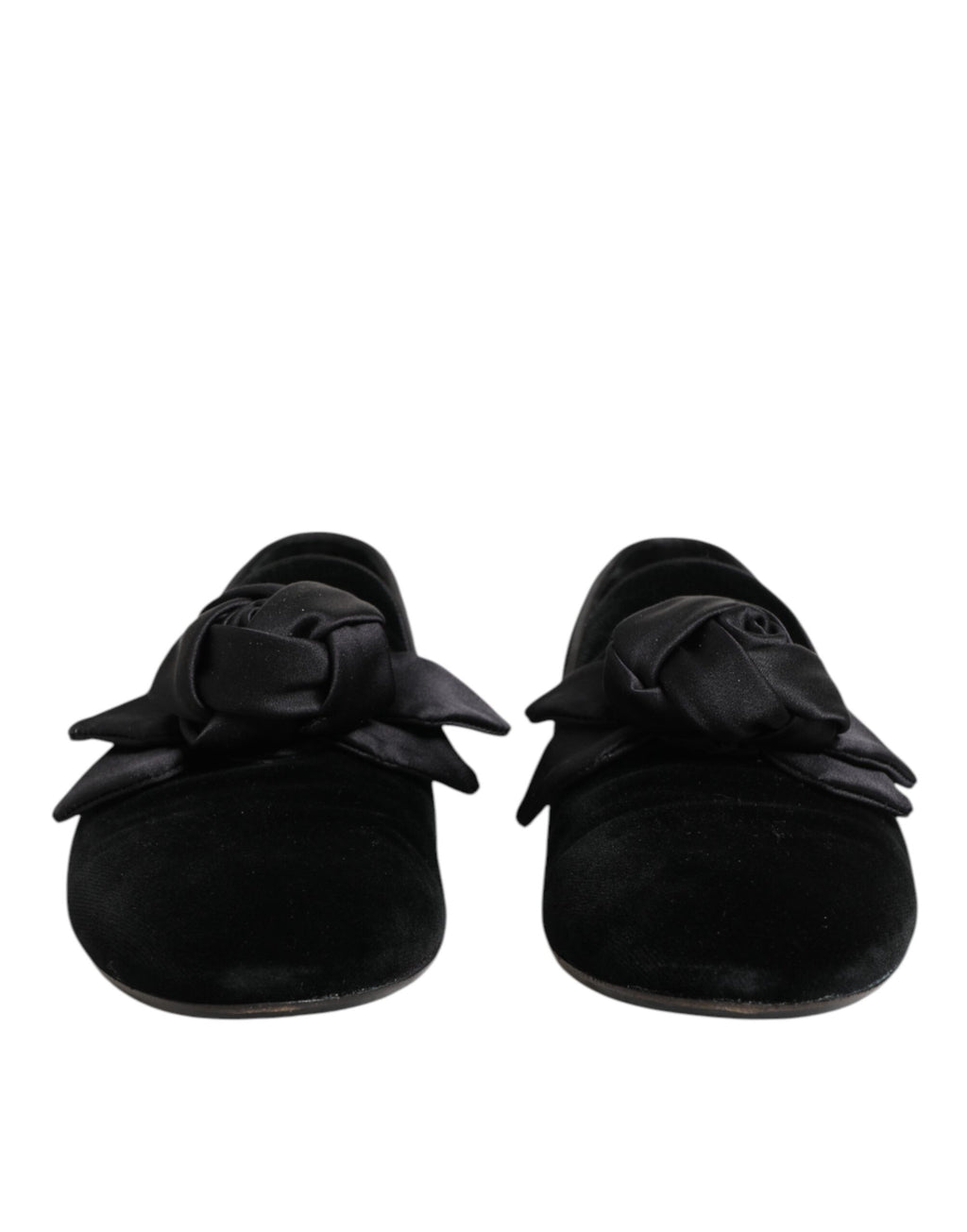 Black Suede Cotton Rose Slip On Loafers Shoes