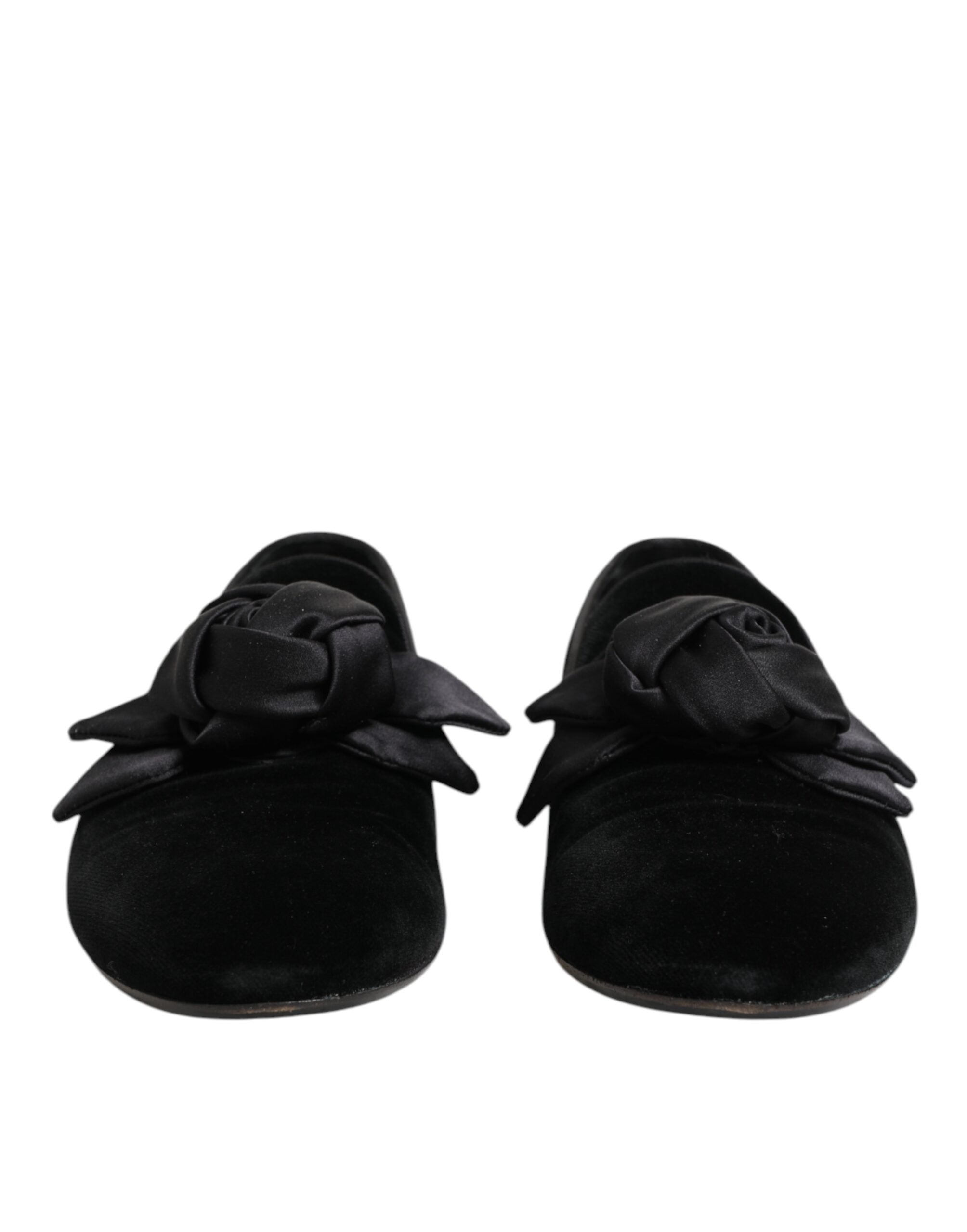 Black Suede Cotton Rose Slip On Loafers Shoes