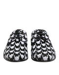 Dress Black White Sequined Lace Up Derby Shoes