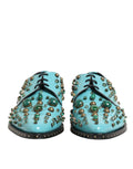 Turquoise Crystal Embellished Men Derby Shoes