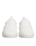 White Leather Low Top Slip On Sneakers Shoes