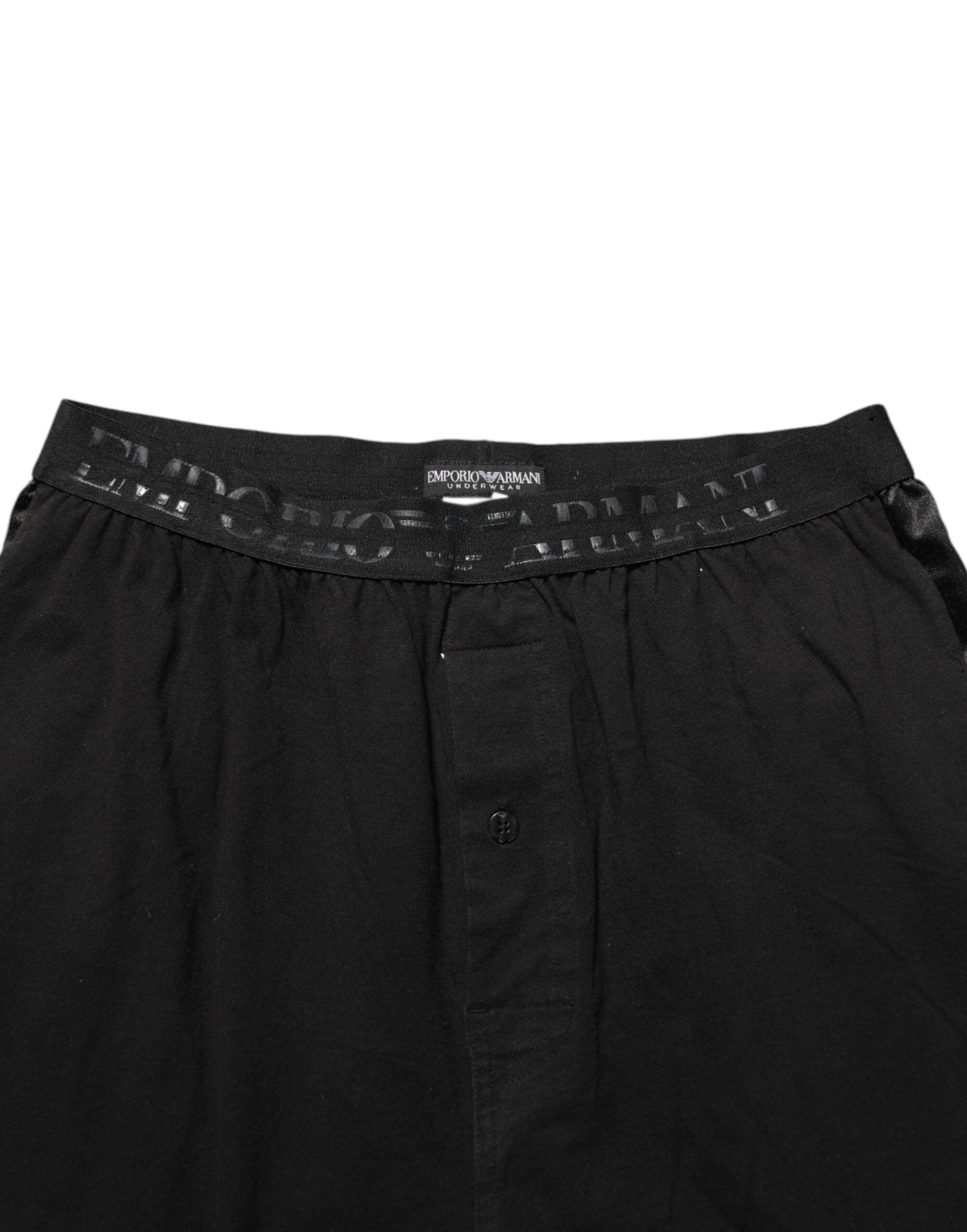 Black Cotton Blend Logo Waistband Trouser Pants