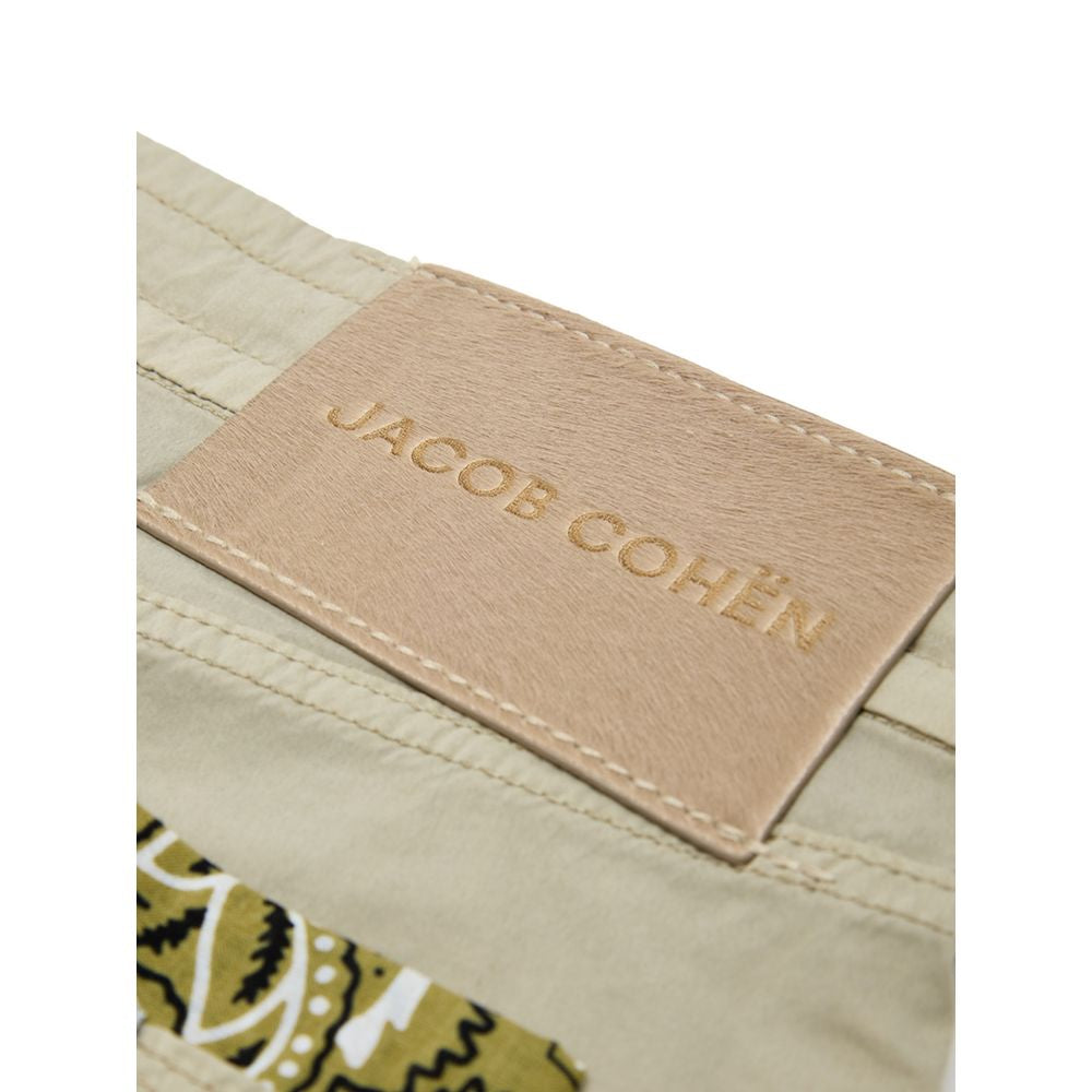 Beige Cotton Casual Pants