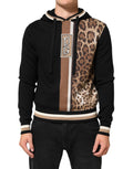 Black Leopard Logo Hooded Sweatshirt Sweater