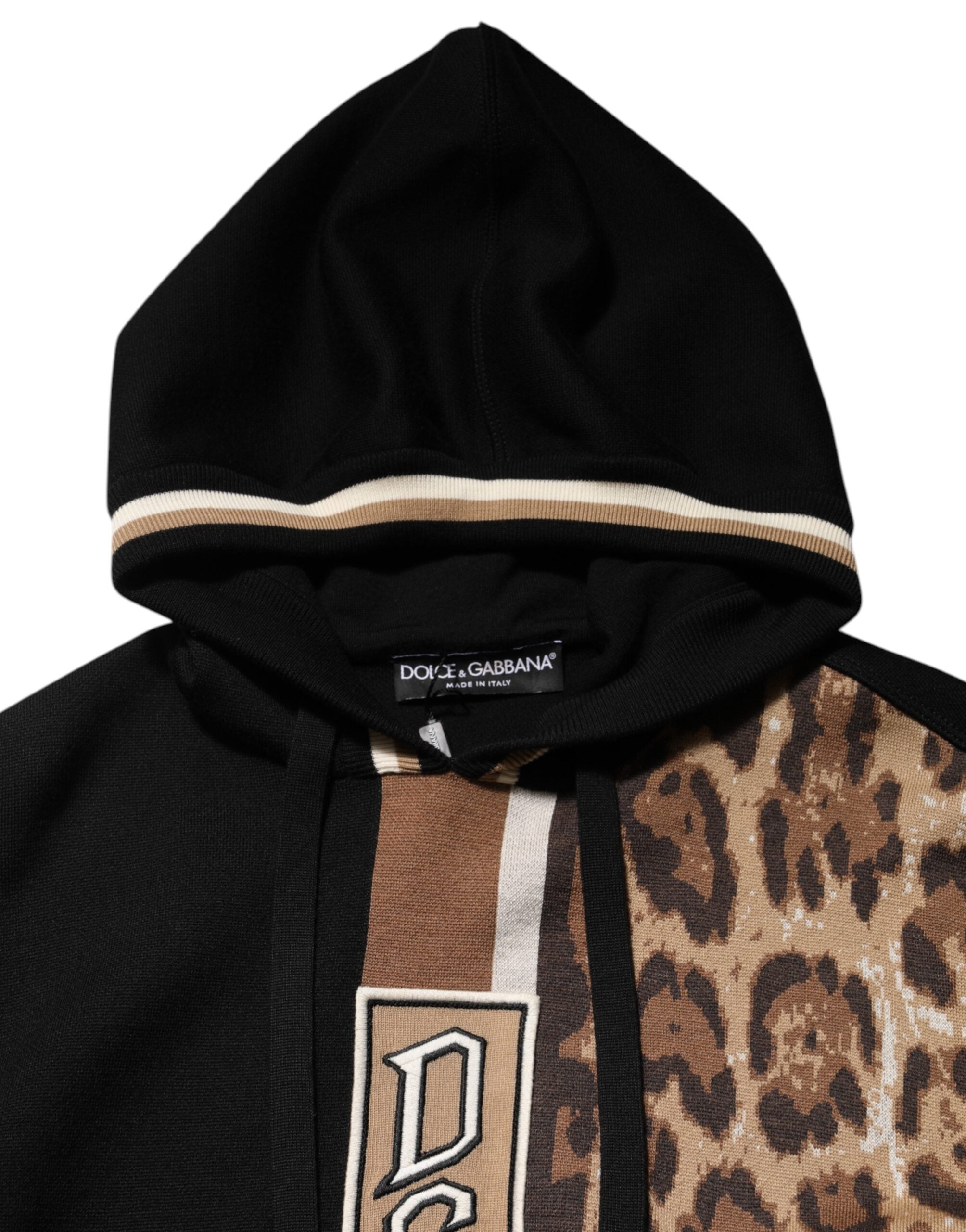 Black Leopard Logo Hooded Sweatshirt Sweater