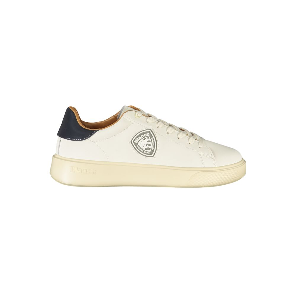 White Polyester Men Sneaker