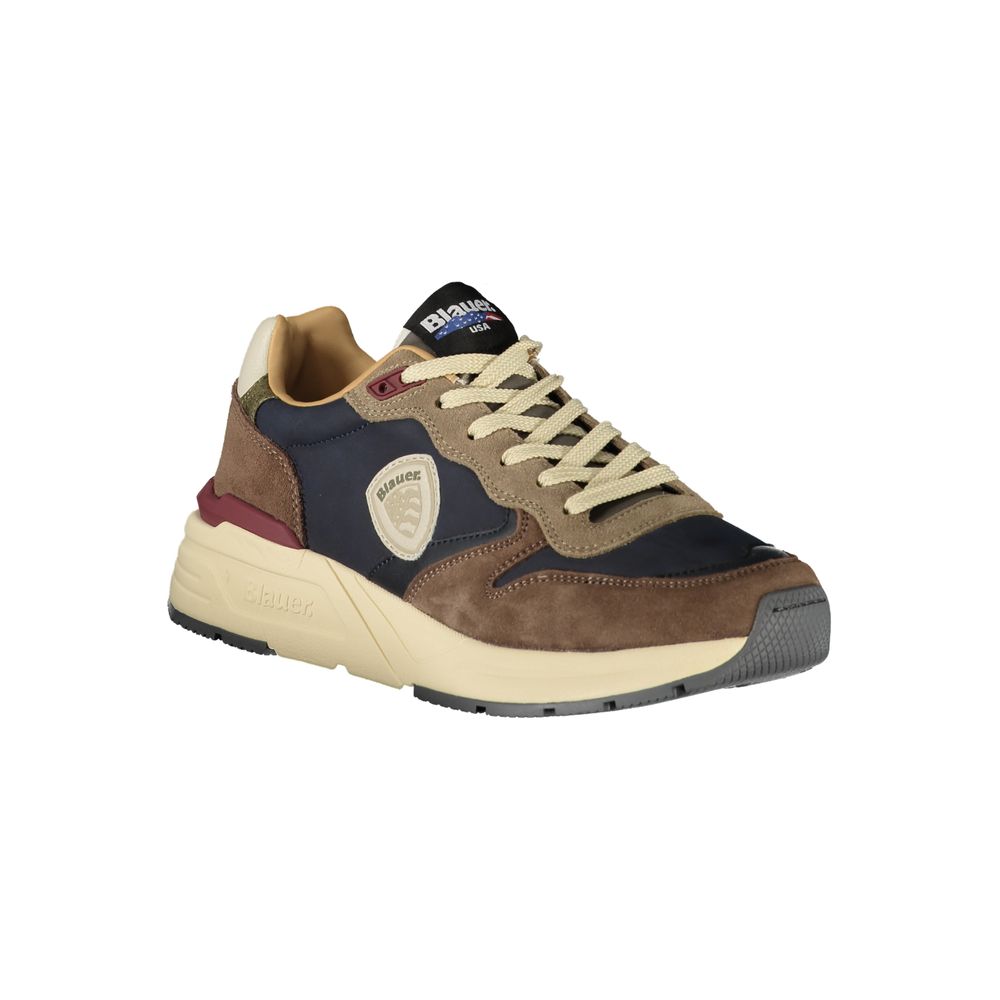Blue Polyurethane Men Sneaker