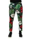 Multicolor Floral Print Cotton Tapered Pants