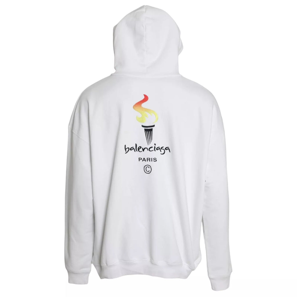 White Cotton Hooded Pullover OVERSIZE Sweater