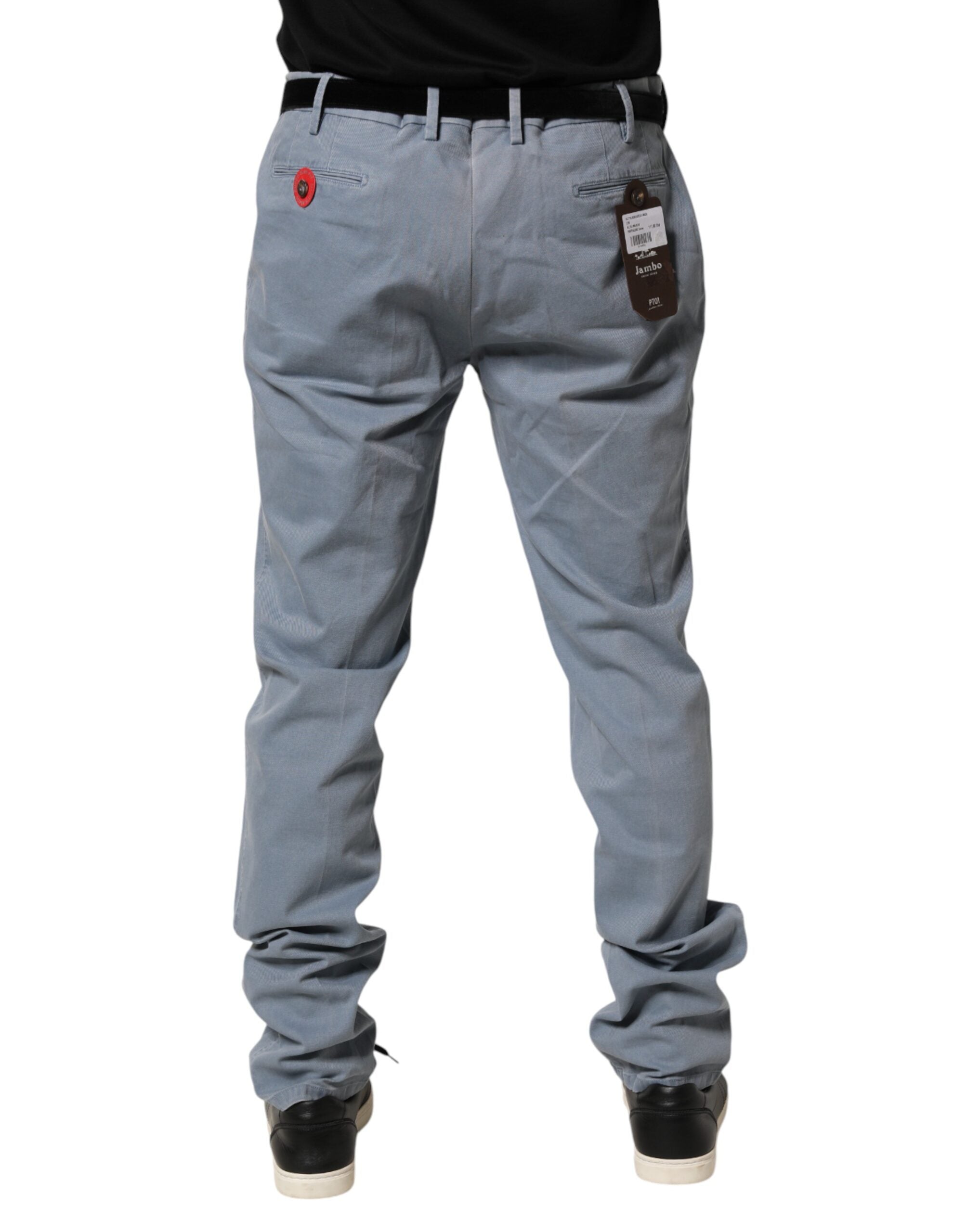 Blue Men Chino Mid Waist Tapered Fit Trouser Pants