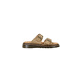 Beige Leather Flat Sandals