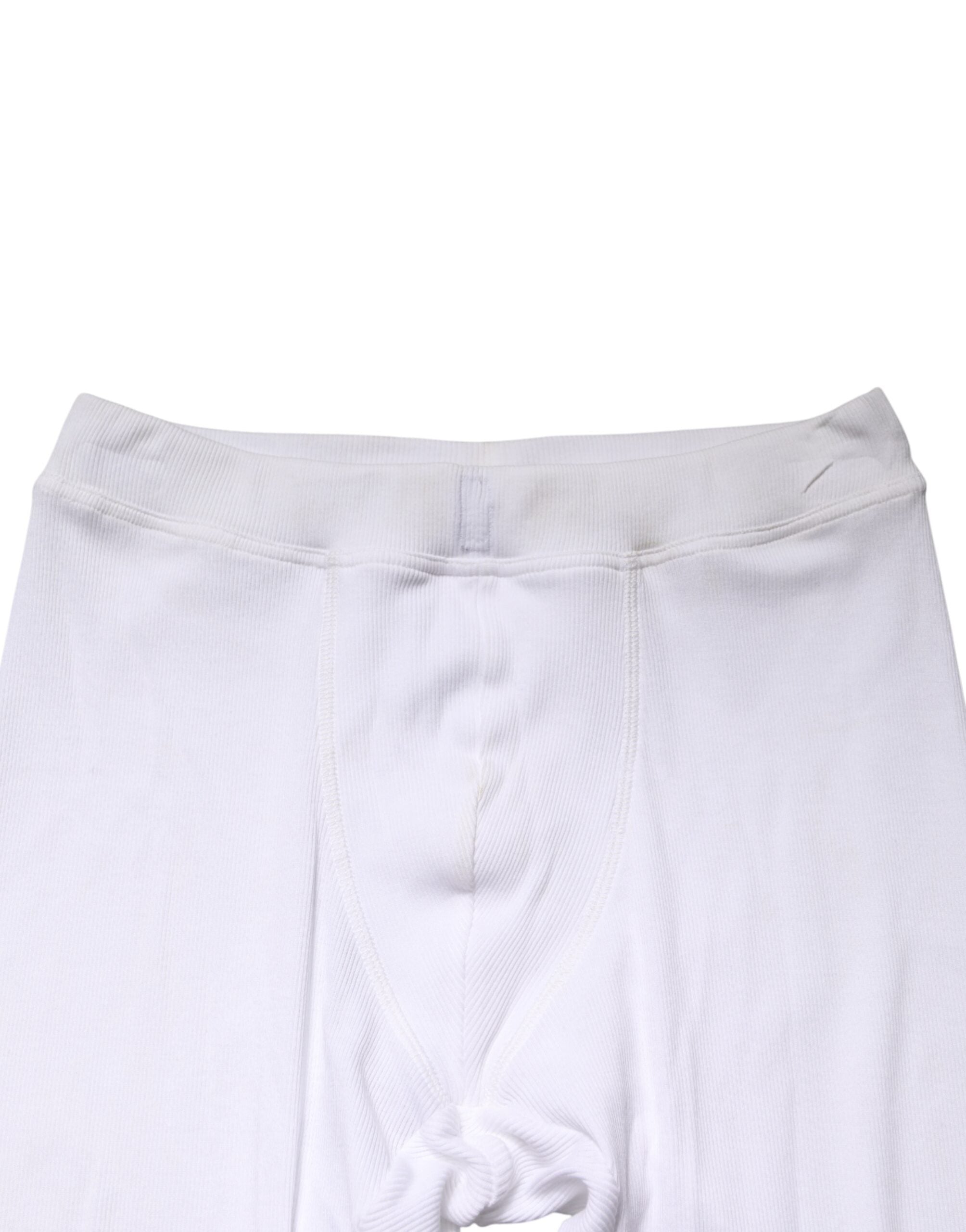 White Cotton Mid Waist Tights Leggings Pants