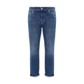 Blue Cotton Straight-Leg Jeans