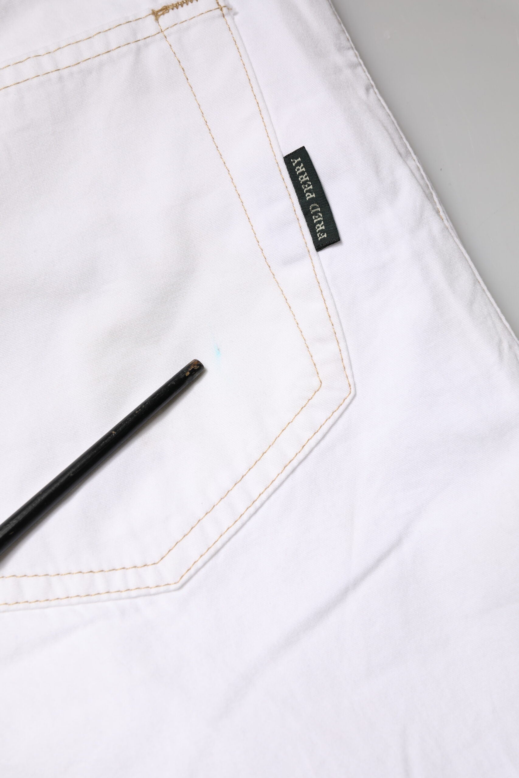 White Cotton Mid Waist Straight Men Denim Jeans