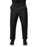 Black Mid Waist Men Tapered Dress Trouser Pants