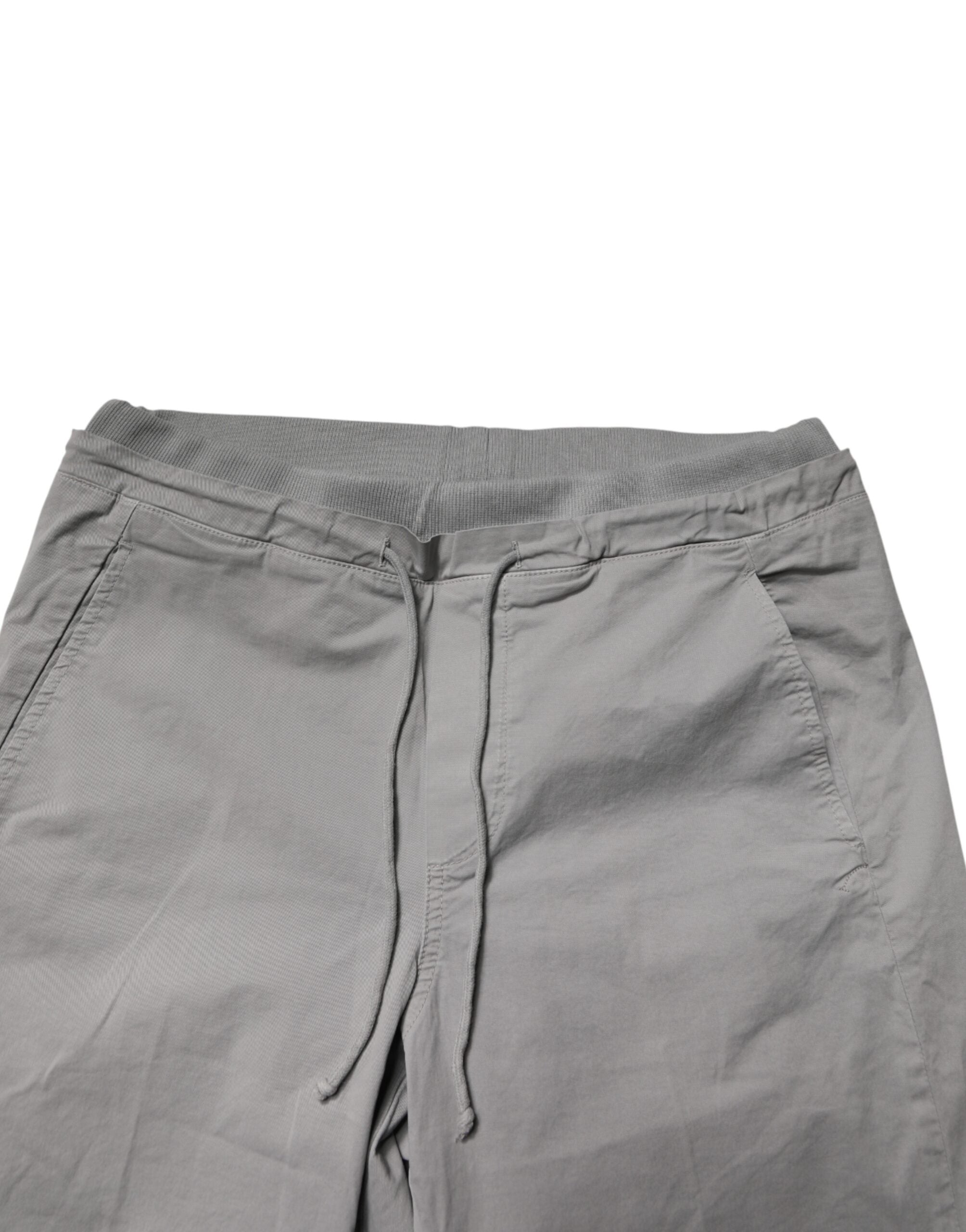 Light Gray Cotton Mid Waist Skinny Men Jogger Trouser Pants