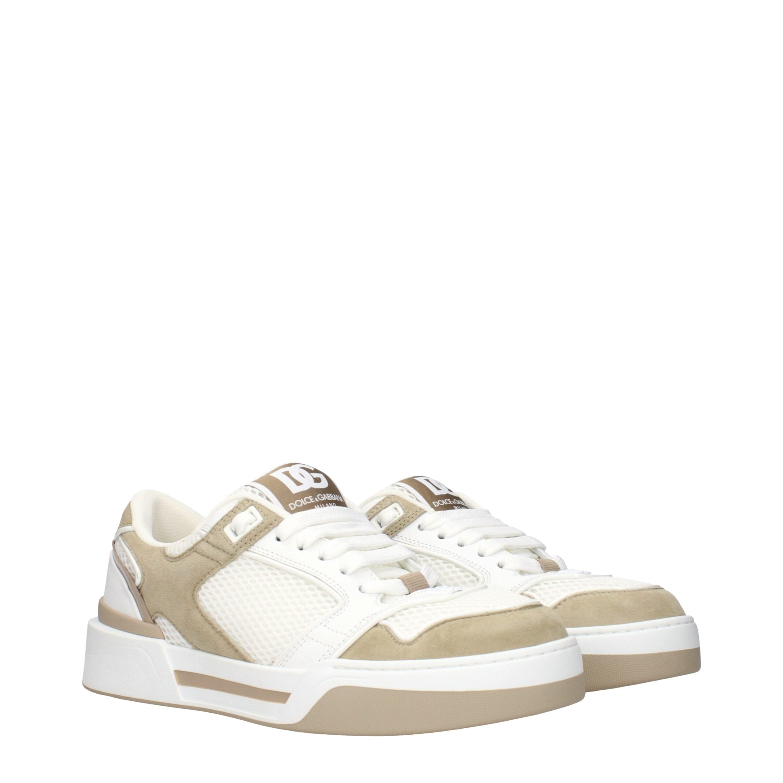 White Fabric Low Top Sneakers