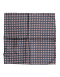 Blue Patterned Silk Square Handkerchief Scarf