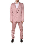 Pink Cotton Single Breasted 3 Piece Suit