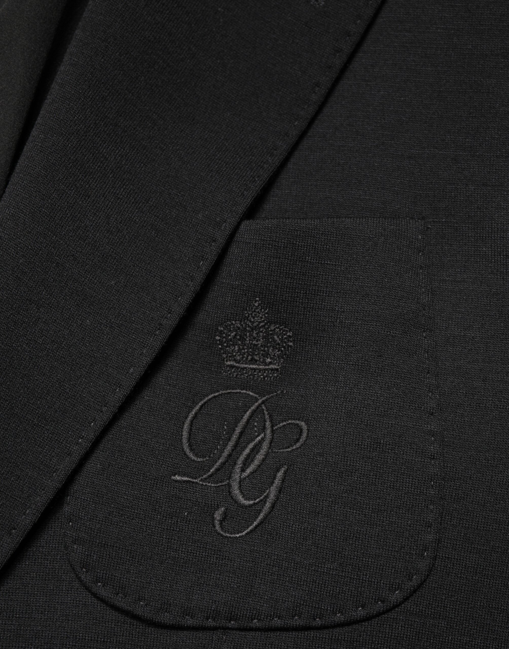 Black Wool Single Breasted 2 Button Blazer